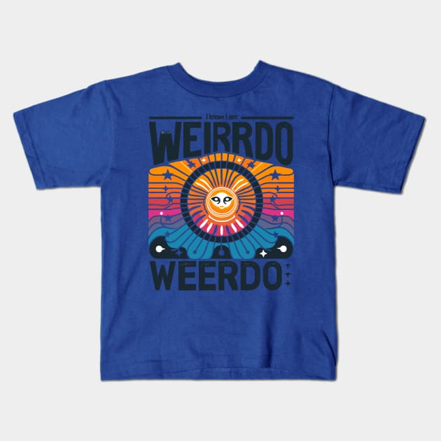 Weirdo - Minimalist Typography with Colorful Sun Design Kids T-Shirt by diegotorres